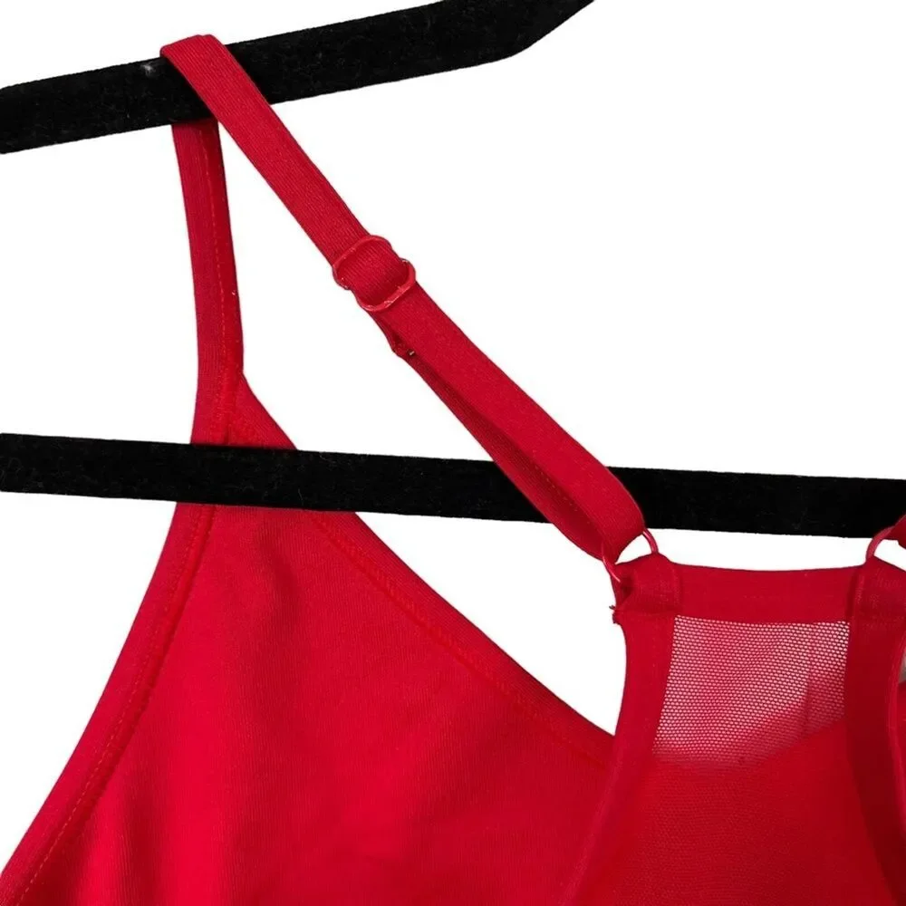 VICTORIA'S SECRET PINK Active Red Gold Spell Out Lightly Lined Bralette Bra XS - Picture 13 of 16
